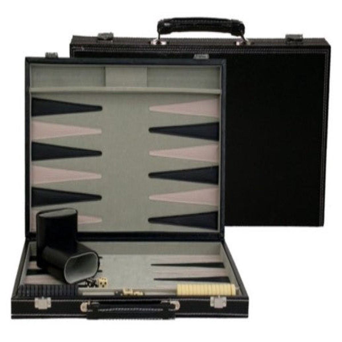 Black Leatherette Backgammon 18 Inch